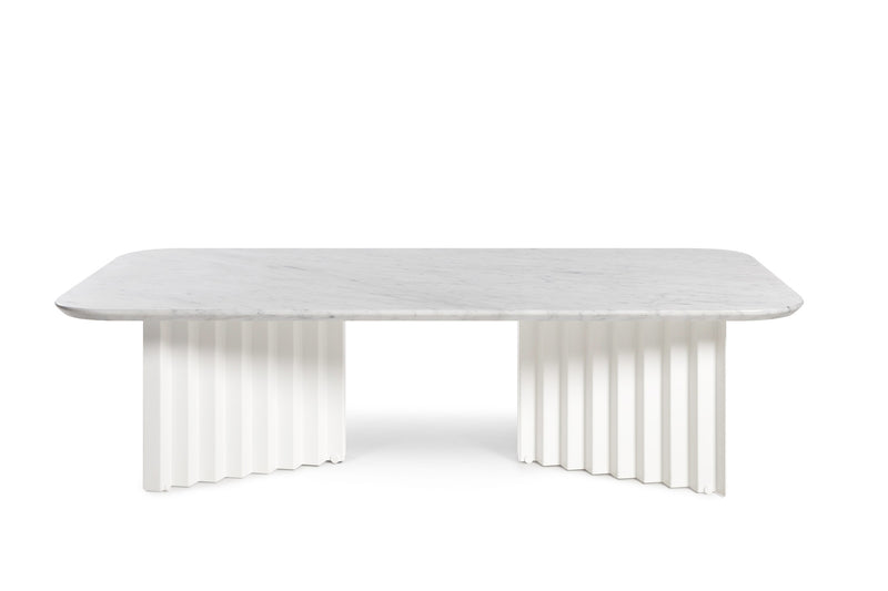 Table basse en marbre Plec — Grande Blanc