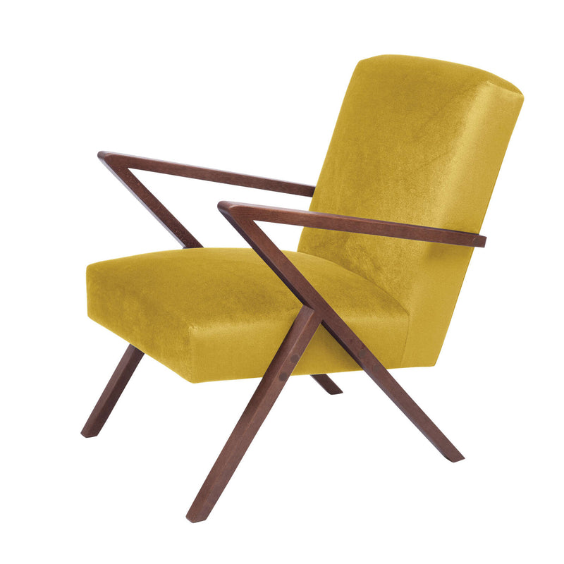 Fauteuil Retrostar - Velvet Line — Walnut stain & Lemon