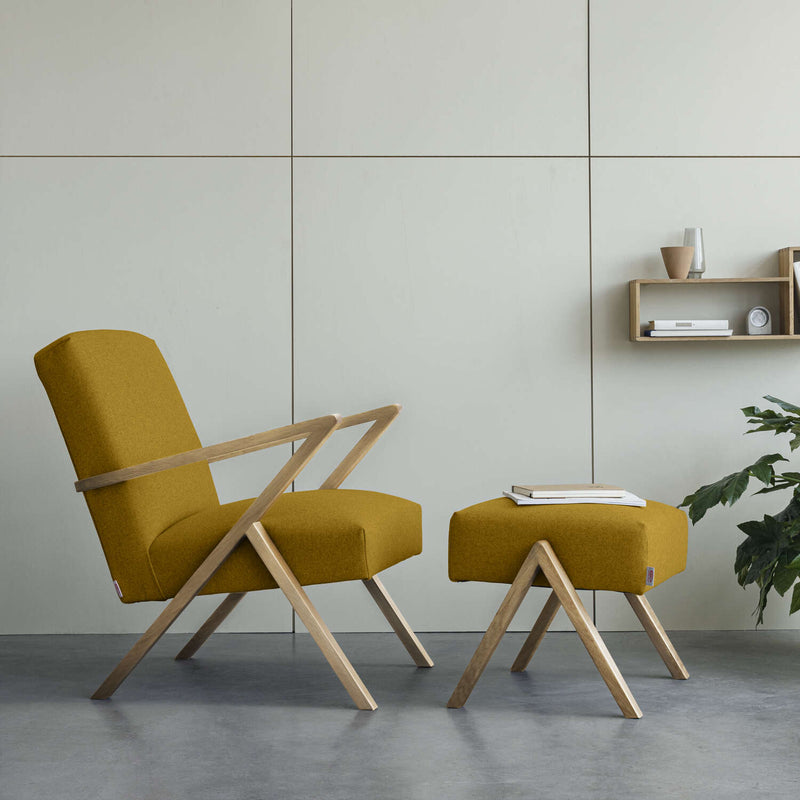 Pouf Retrostar - Wool Line — Natural & Mustard