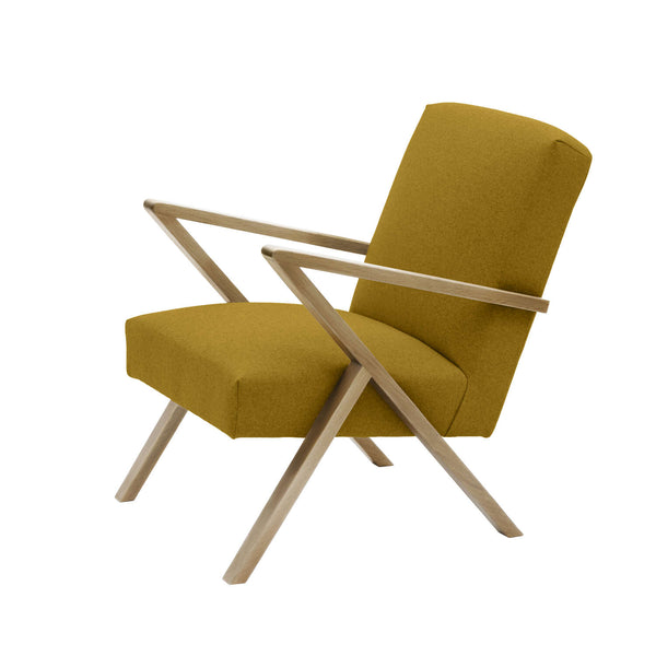 Fauteuil Retrostar en chêne — Laine Moutarde