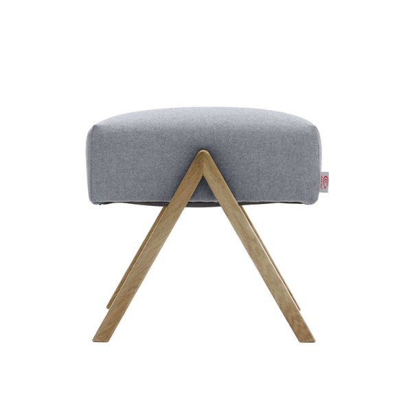 Pouf Retrostar en chêne — Laine Gris