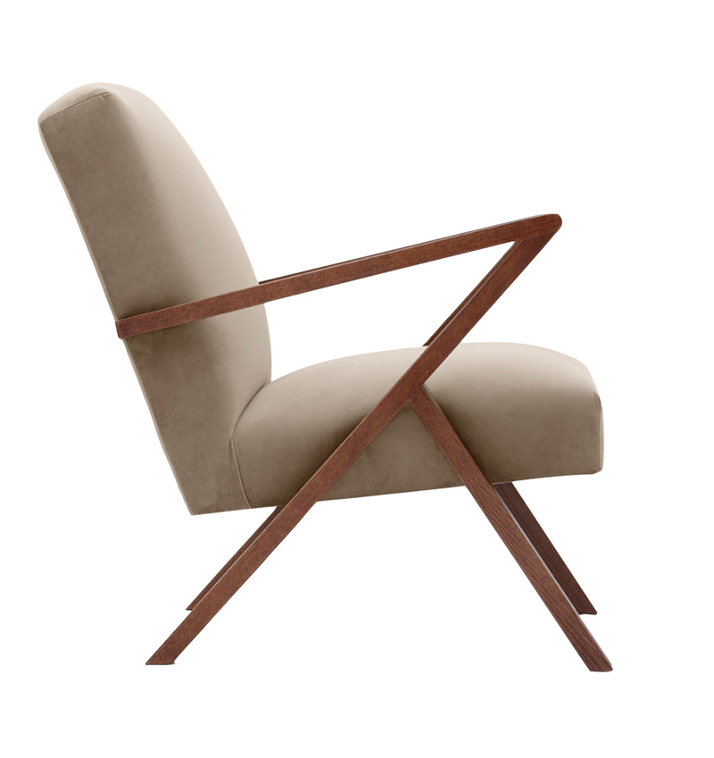 Fauteuil Retrostar - Velvet Line Premium — Walnut stain & Beige