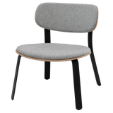 Fauteuil Springback Tapissé Gris — Chêne & Acier Noir
