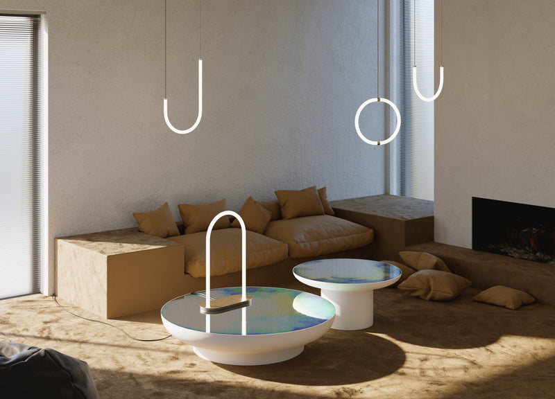Table basse miroir Francis Extra grande — Bleu & Jaune