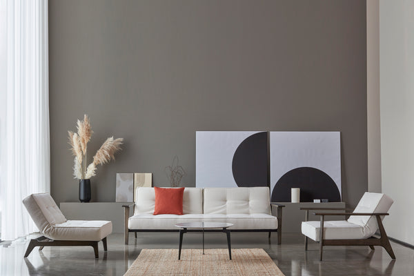 Fauteuil Splitback Chêne foncé Frej — Blanc
