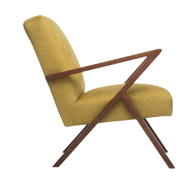 Fauteuil Retrostar - Velvet Line — Walnut stain & Lemon