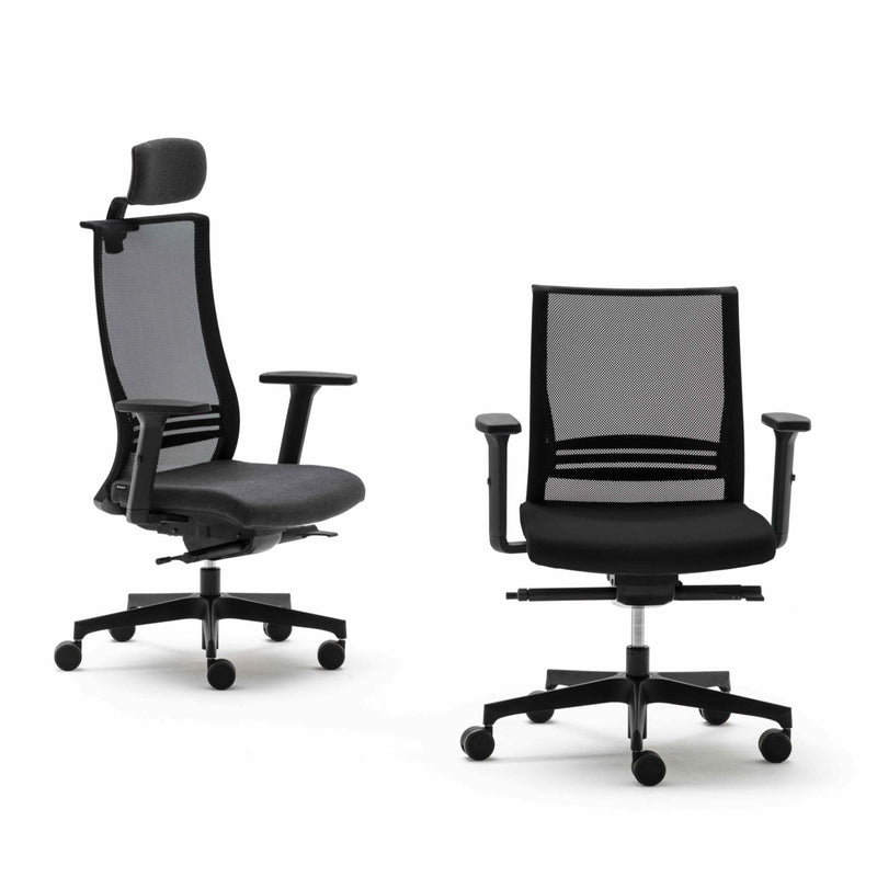Chaise de bureau Yes basse avec accoudoirs 1D — Noir
