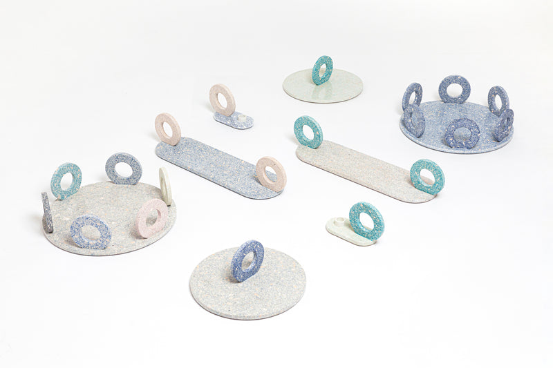 Bougeoir Otto en céramique recyclée — Rose/Bleu