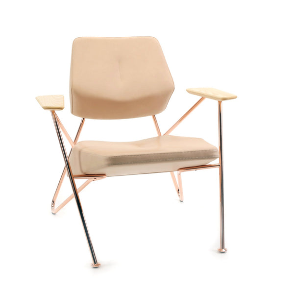 Fauteuil Bas POLYGON — Cuir beige