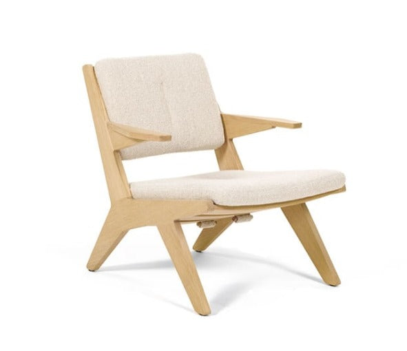 Fauteuil Bas TOGGLE — Blanc et chêne