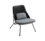 Fauteuil Bas STRAIN — Cuir noir & tissu gris
