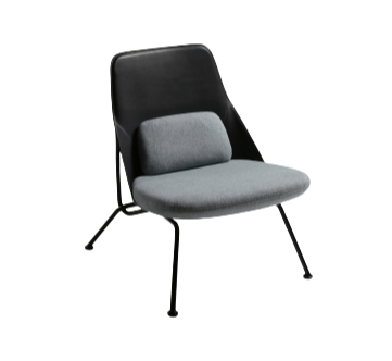 Fauteuil Bas STRAIN — Cuir noir & tissu gris