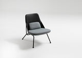 Fauteuil Bas STRAIN — Cuir noir & tissu gris