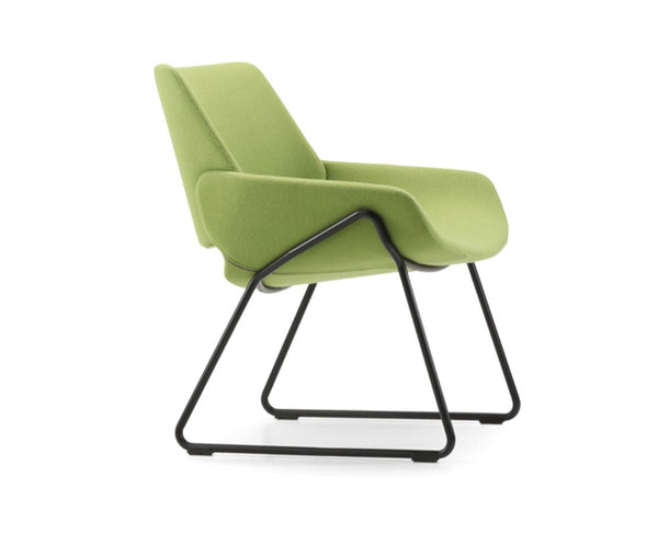 Fauteuil Bas MONK — Métal & tissu vert pomme
