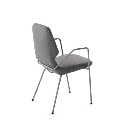 Chaise OBLIQUE pieds métalliques avec accoudoirs — Gris