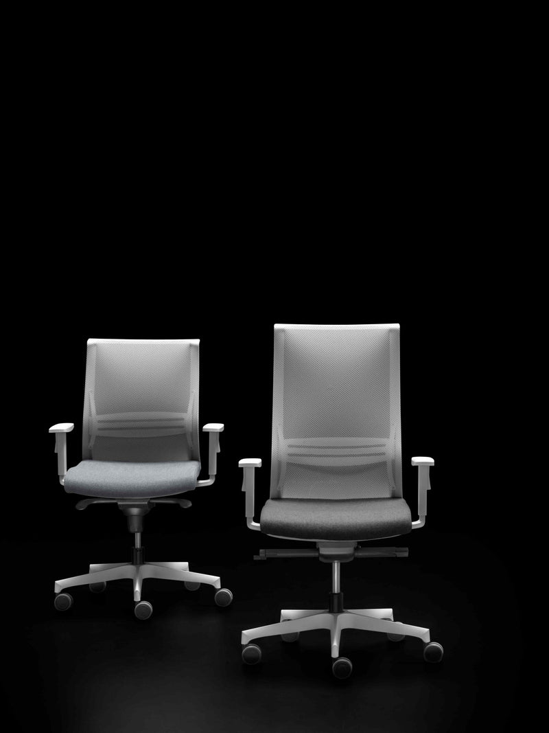 Chaise de bureau Yes basse avec accoudoirs 1D — Blanc