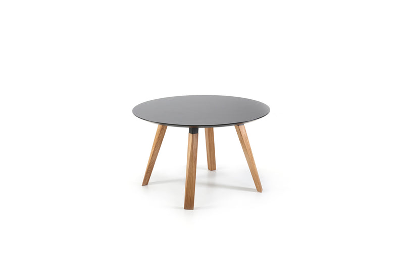 Table de diner OBLIQUE ronde — Chêne huilé/Noir 120cm