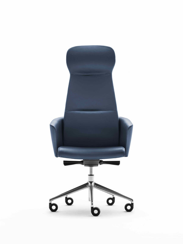 Chaise de bureau My Belle haute — Cuir bleu