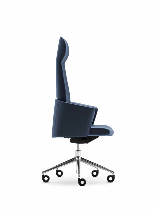 Chaise de bureau My Belle haute — Cuir bleu