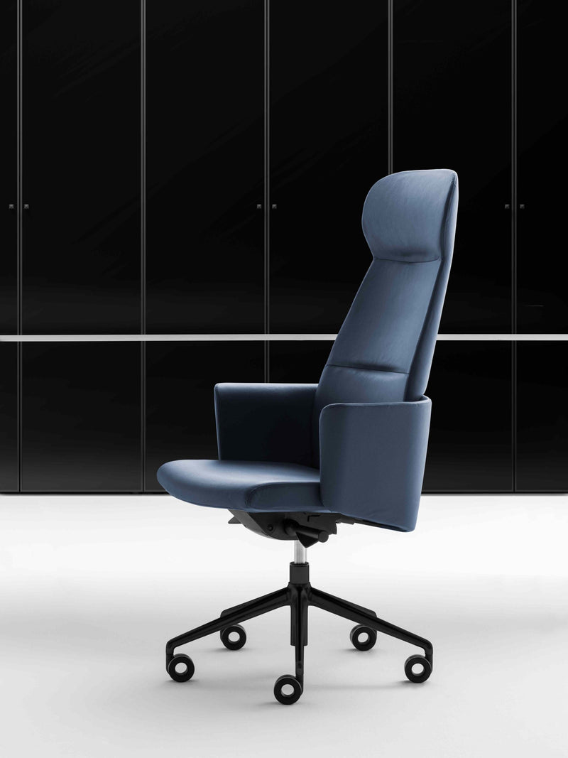 Chaise de bureau My Belle haute — Cuir bleu