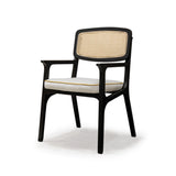 Chaise Karl 1 — barcelona mouse seat, barcelona plantain piping, black lacquered wood structure