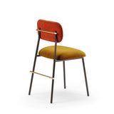 Chaise Miami — smooth easy clean cinnamon back, smooth easy clean tobaco seat, black lacquered metal feet, polished brass applications