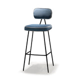Chaise de bar State — paris dark blue, smooth easy clean shell piping, black lacquered metal feet