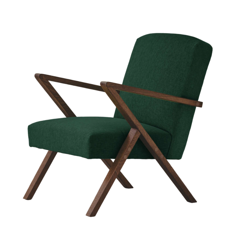 Fauteuil Retrostar - New Life — Walnut stain & Opal Green
